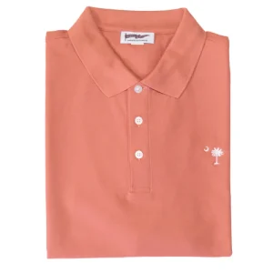 Salmon Palmetto & Crescent Pique Polo