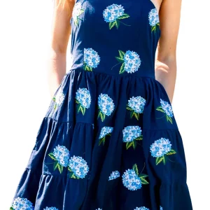 Blue Hydrangea Ruffle Dress